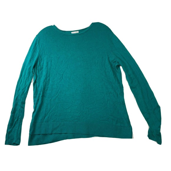 J. Jill Womens Size Medium Turquoise Blue/Green Stretch Long Sleeve Blouse Top - Picture 1 of 12